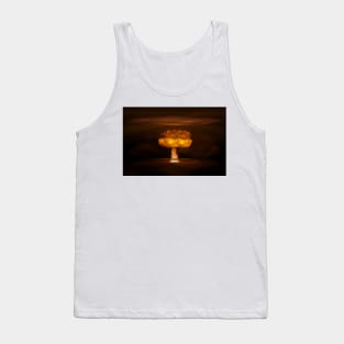 Atomic bomb realistic explosion, orange color with smoke on black background Tank Top